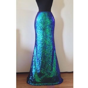 Iridescent sequin maxi skirt